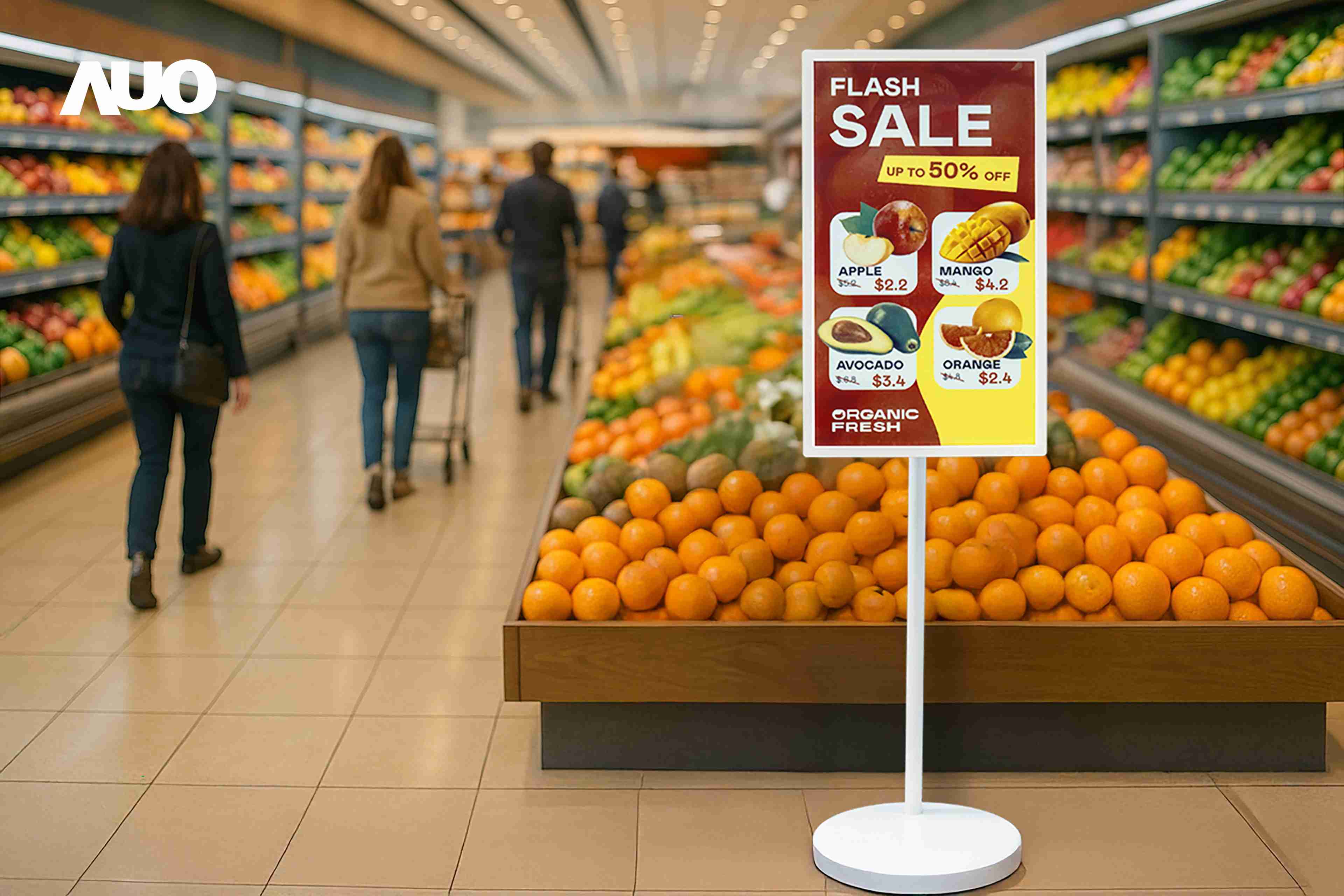 达擎首亮相低功耗、、、全彩的〝aecoPost电子纸解决方案〞，，，仅在更新画面时需要微量的电力驱动，，，无需布建电线的便捷设计，，使其可灵活应用、、随意置放，，，并可透过云端或行动装置app，，轻松管理及排程广告内容，，，晋升店头营销利器。。。。